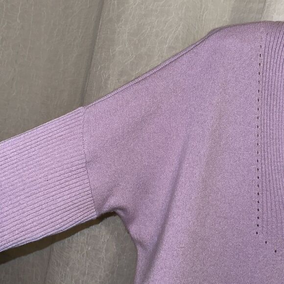 Talbots Haven M Lavender 💯Cashmere V neck Pullover Long Fine Knit Sweater - Picture 5 of 11
